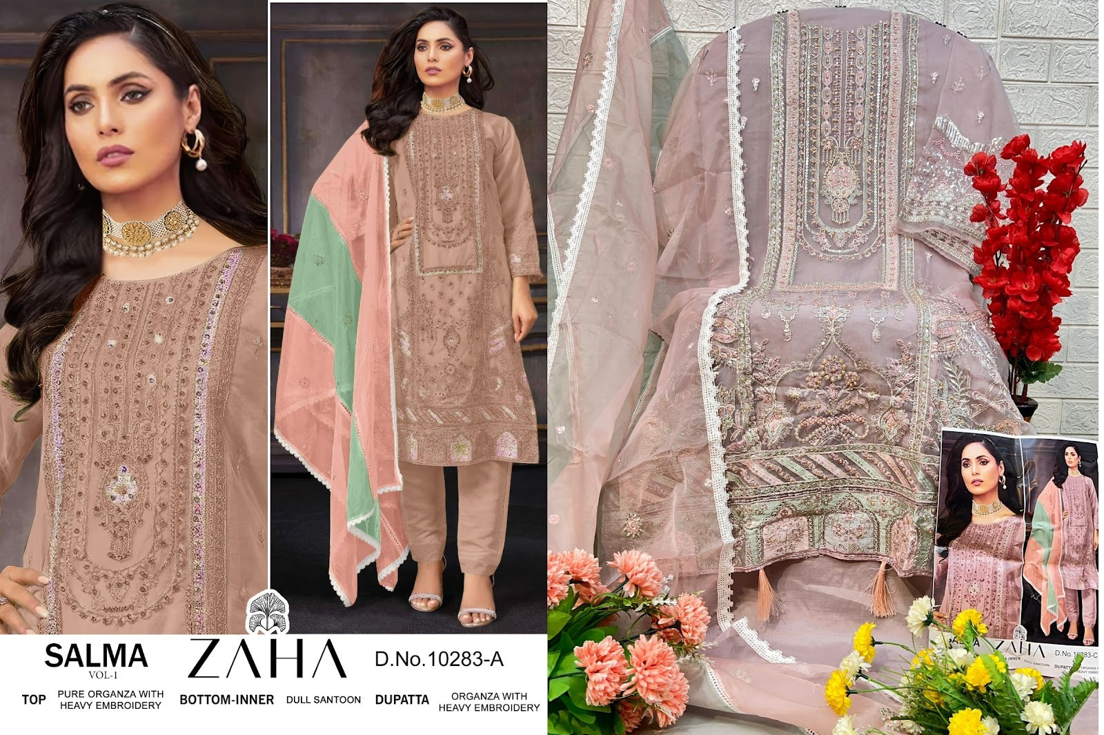 Salma Vol 1 Zaha Organza Pakistani Salwar Suits