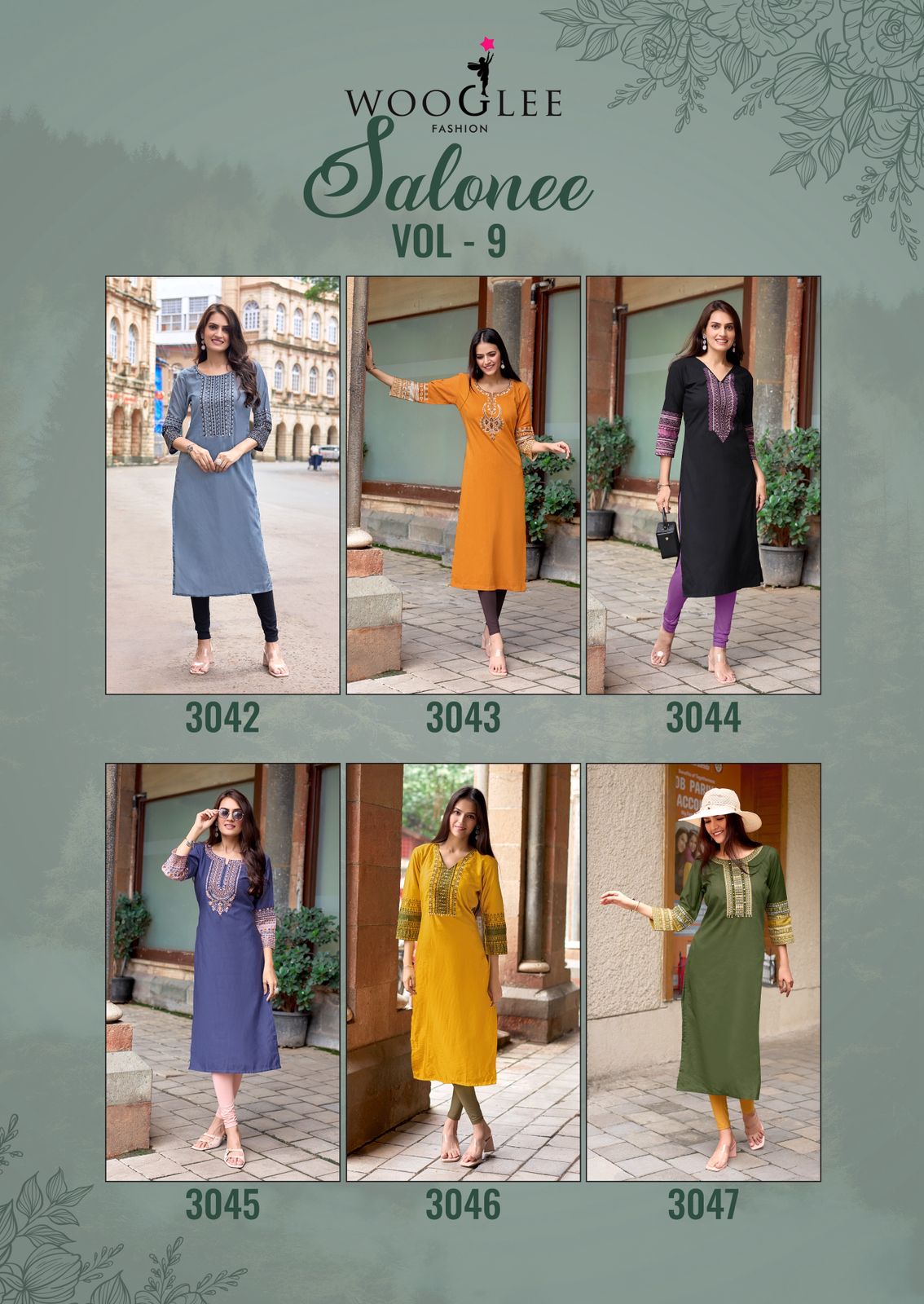 Salonee Vol 9 Wooglee Heavy Rayon Long Straight Kurti Manufacturer Gujarat