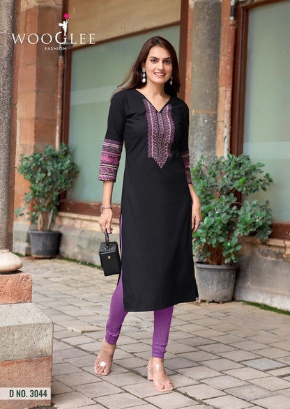 Salonee Vol 9 Wooglee Heavy Rayon Long Straight Kurti Manufacturer Gujarat
