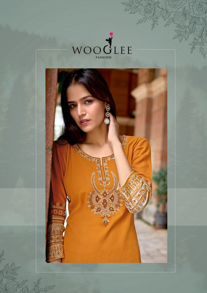 Salonee Vol 9 Wooglee Heavy Rayon Long Straight Kurti Manufacturer Gujarat