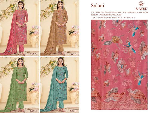 Saloni 506 Sunrise Pure Pashmina Suits Wholesaler Ahmedabad