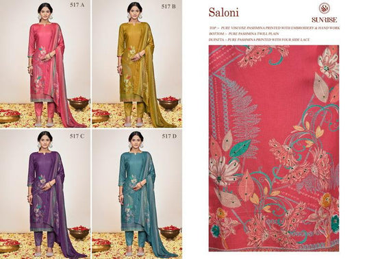 Saloni 517 Sunrise Pure Pashmina Suits Wholesale Price