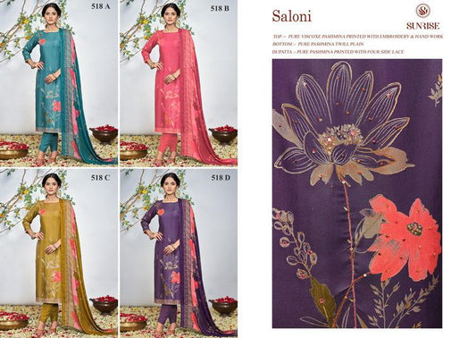 Saloni 518 Sunrise Pure Pashmina Suits Manufacturer India