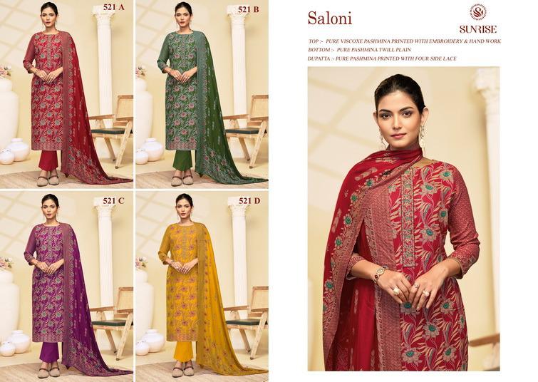 Saloni 521 Sunrise Pure Pashmina Suits Supplier India