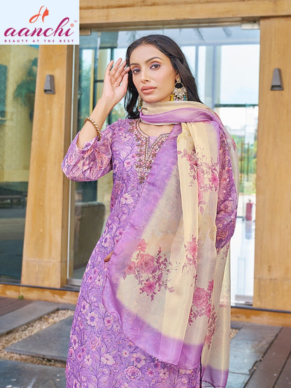 Saloni Aanchi Jacquard Readymade Pant Style Suits Wholesale Price