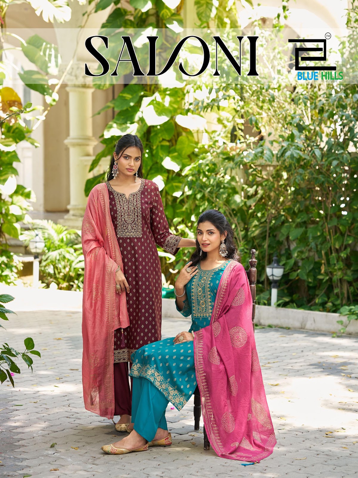 Saloni Blue Hills Rayon 14Kg Readymade Plazzo Style Suits Exporter