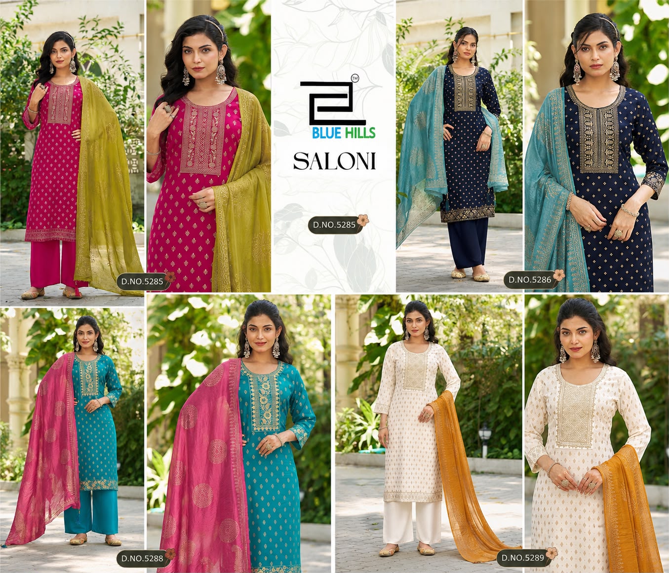 Saloni Nx Blue Hills Rayon 14Kg Readymade Plazzo Style Suits Wholesale Price