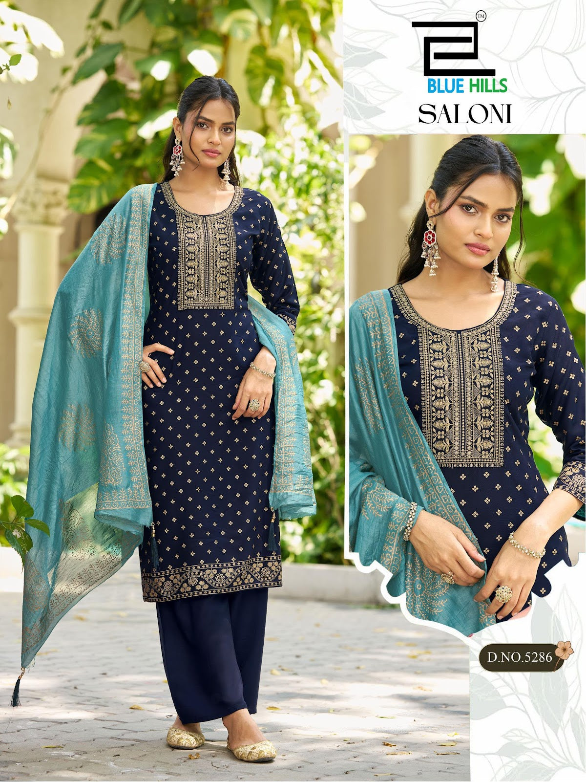 Saloni Nx Blue Hills Rayon 14Kg Readymade Plazzo Style Suits Wholesale Price