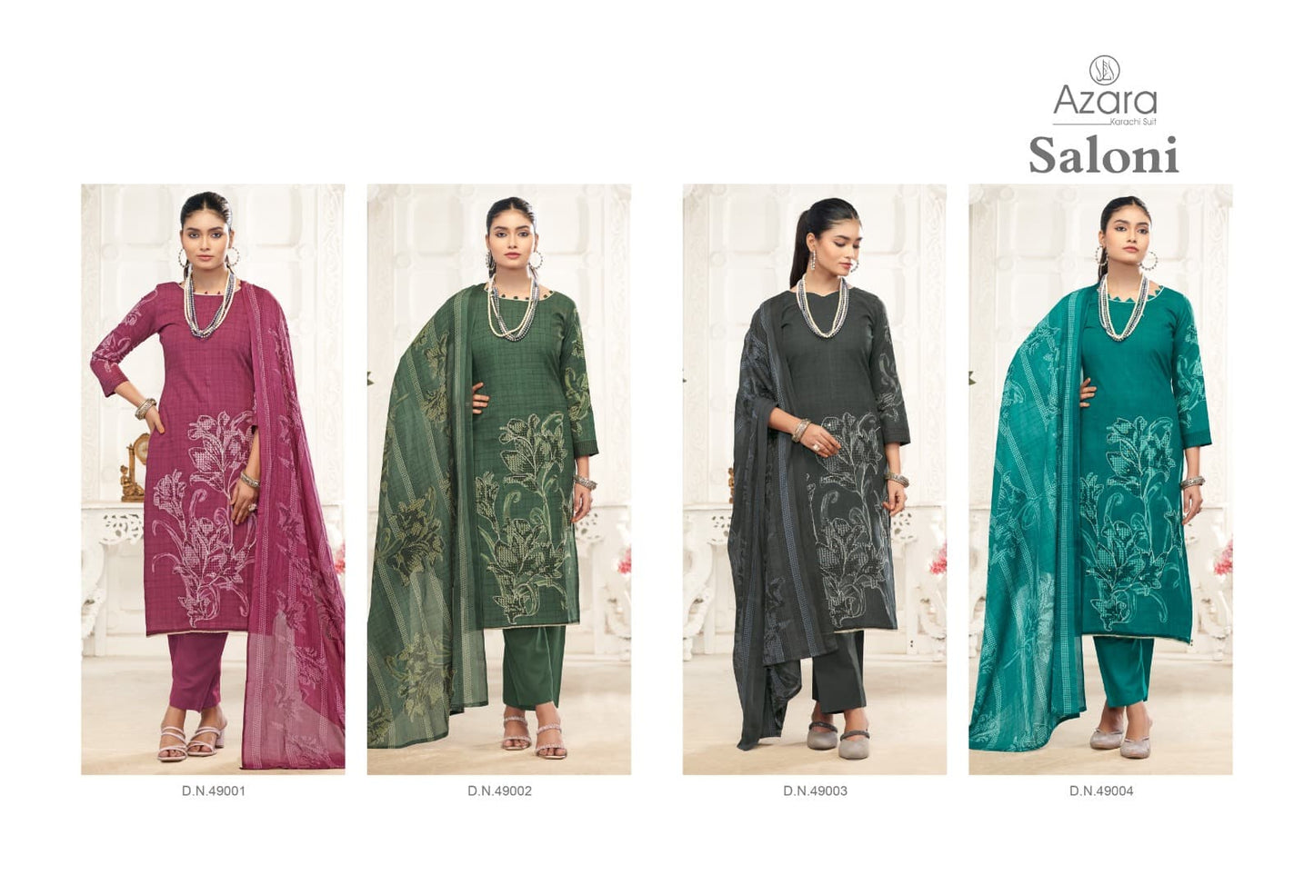 Saloni Radhika Fashion Azara Lawn Cotton Karachi Salwar Suits Wholesaler Ahmedabad