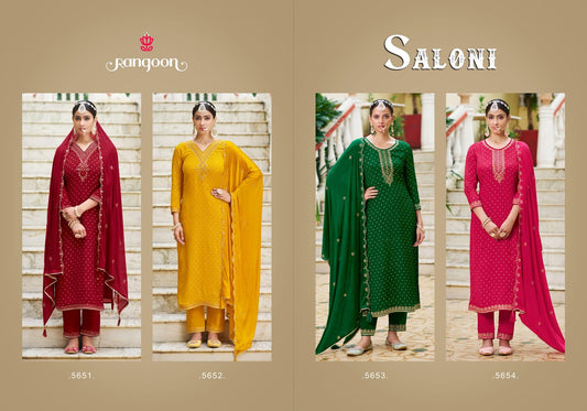 Saloni Rangoon Chinon Readymade Pant Style Suits Wholesale Price