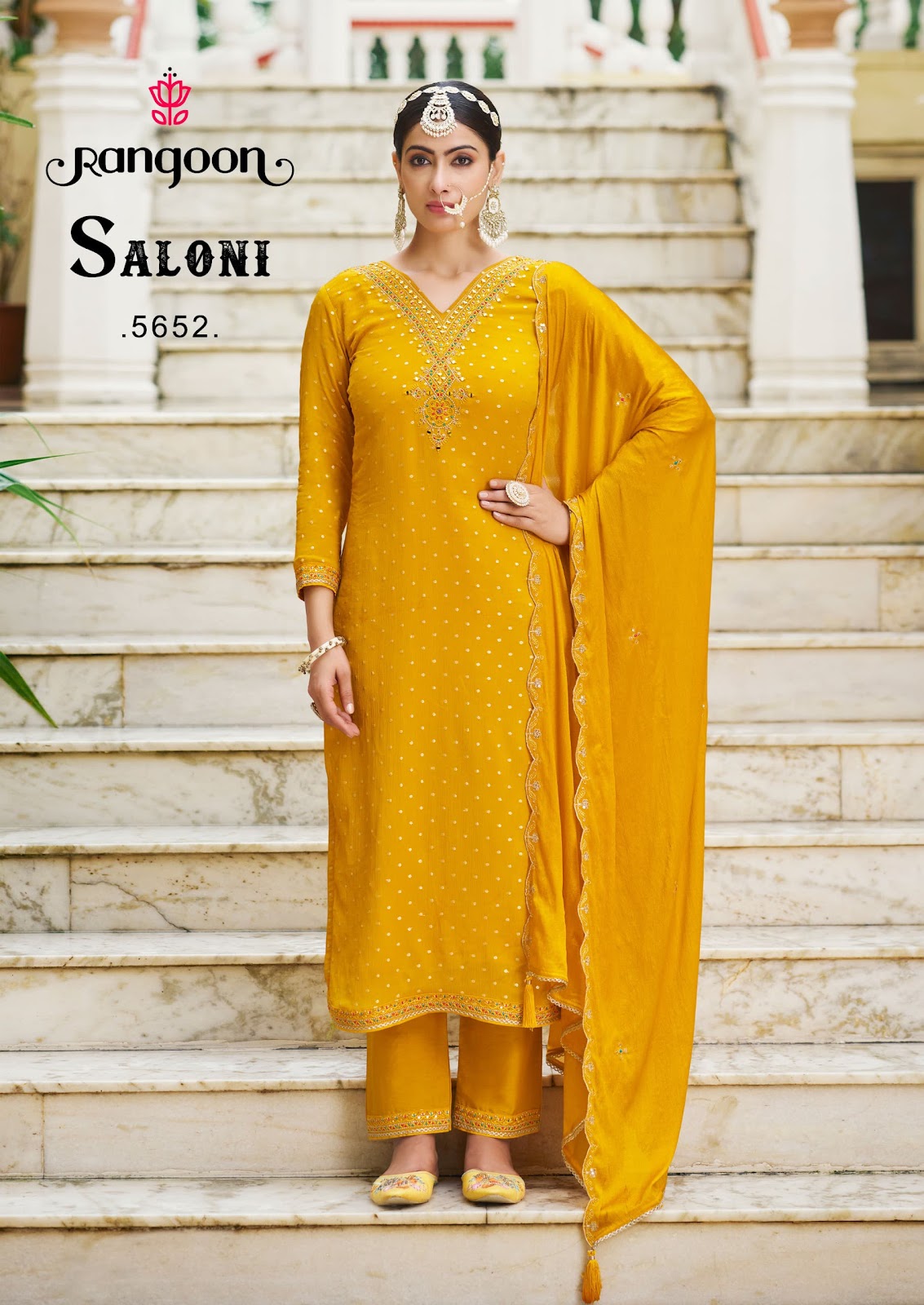 Saloni Rangoon Chinon Readymade Pant Style Suits Wholesale Price