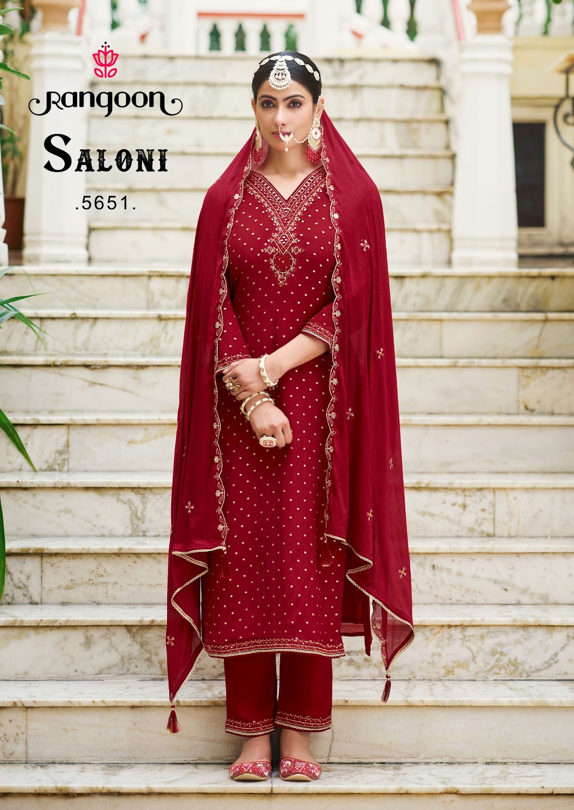 Saloni Rangoon Chinon Readymade Pant Style Suits Wholesale Price
