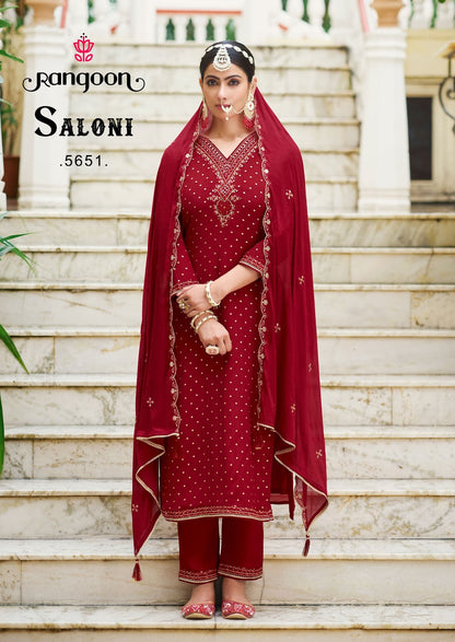 Saloni Rangoon Chinon Readymade Pant Style Suits Wholesale Price