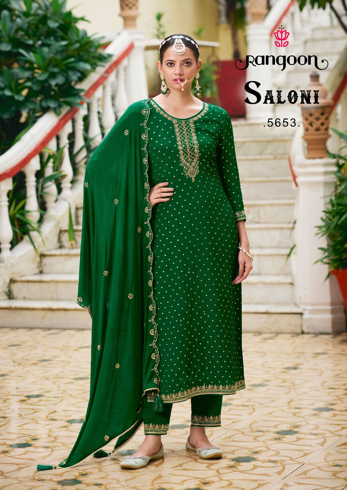 Saloni Rangoon Chinon Readymade Pant Style Suits Wholesale Price
