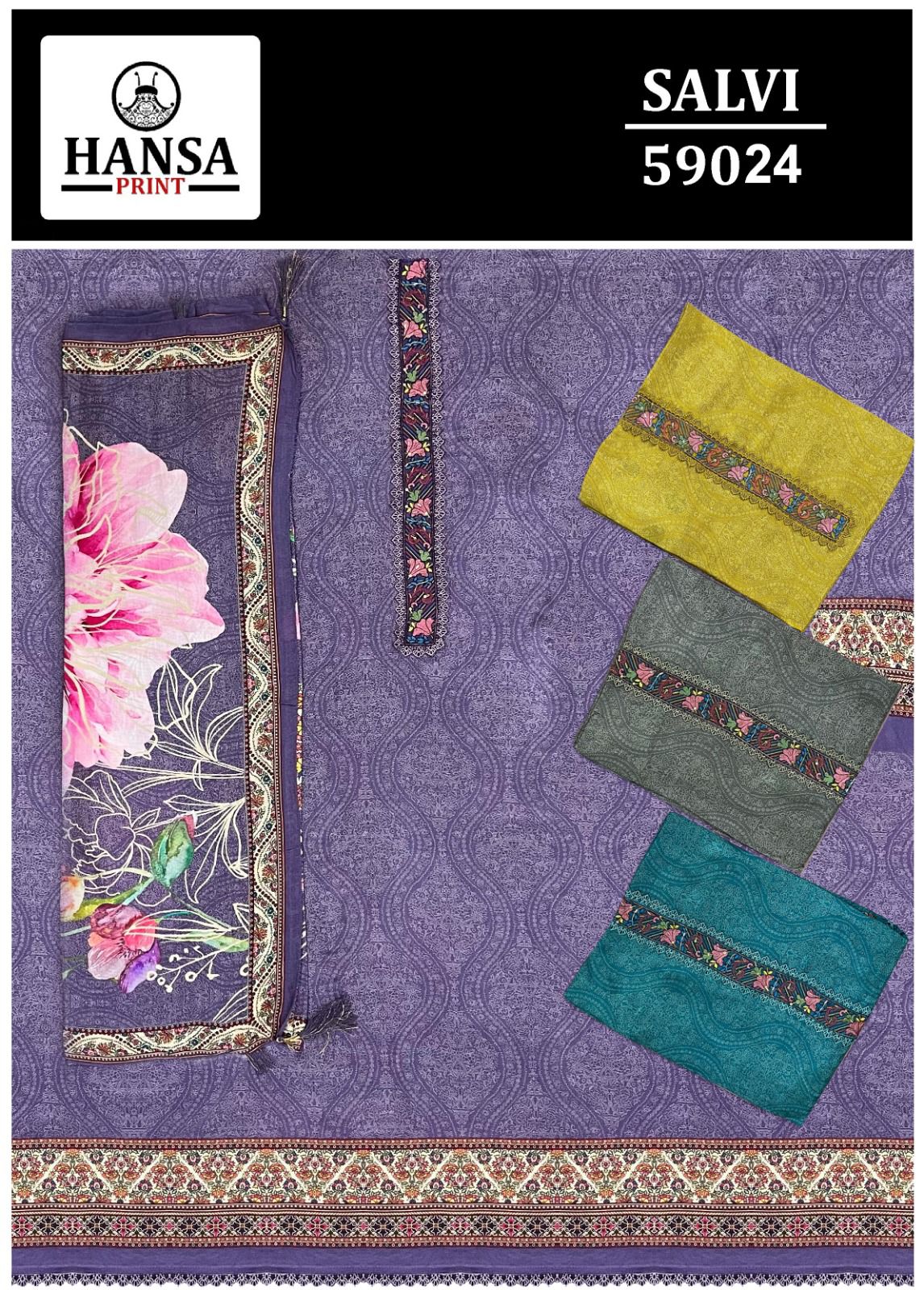Salvi 59024 Hansa Prints Muslin Pant Style Suits Wholesale Rate