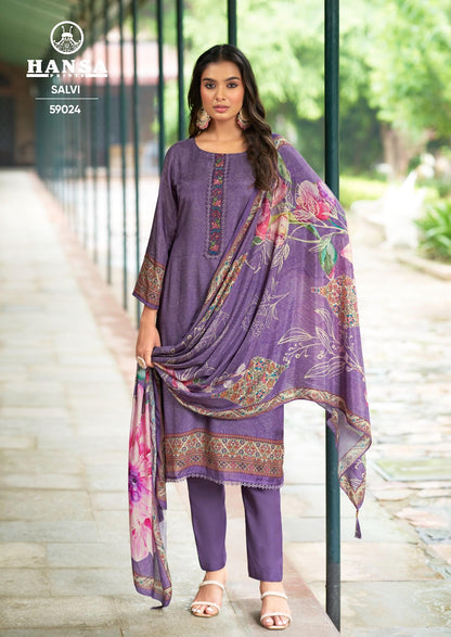 Salvi 59024 Hansa Prints Muslin Pant Style Suits Wholesale Rate