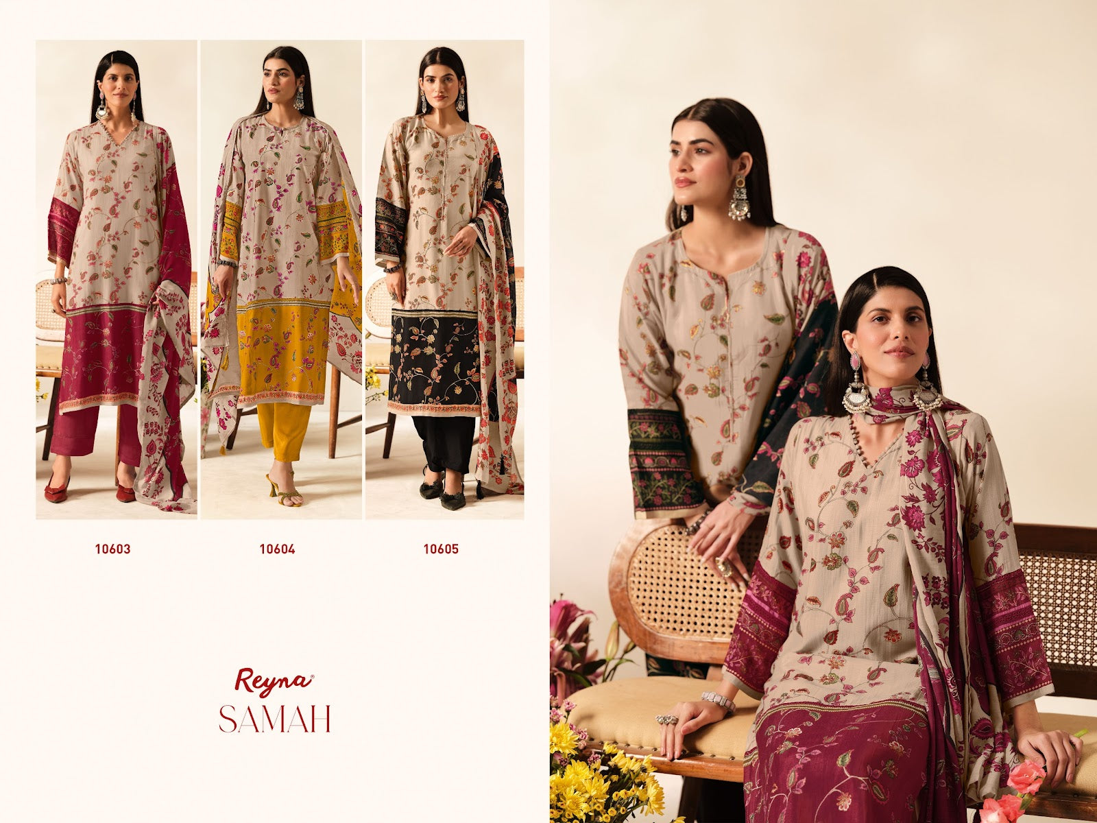 Samah Reyna Pure Muslin Pant Style Suits Wholesale Rate