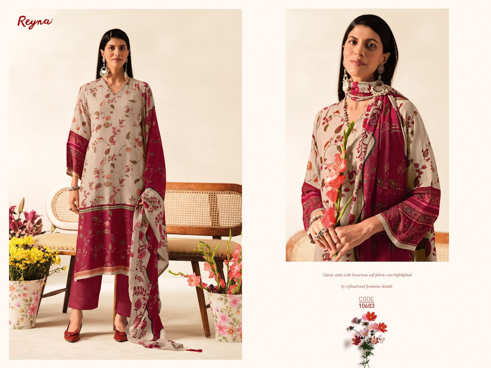 Samah Reyna Pure Muslin Pant Style Suits Wholesale Rate