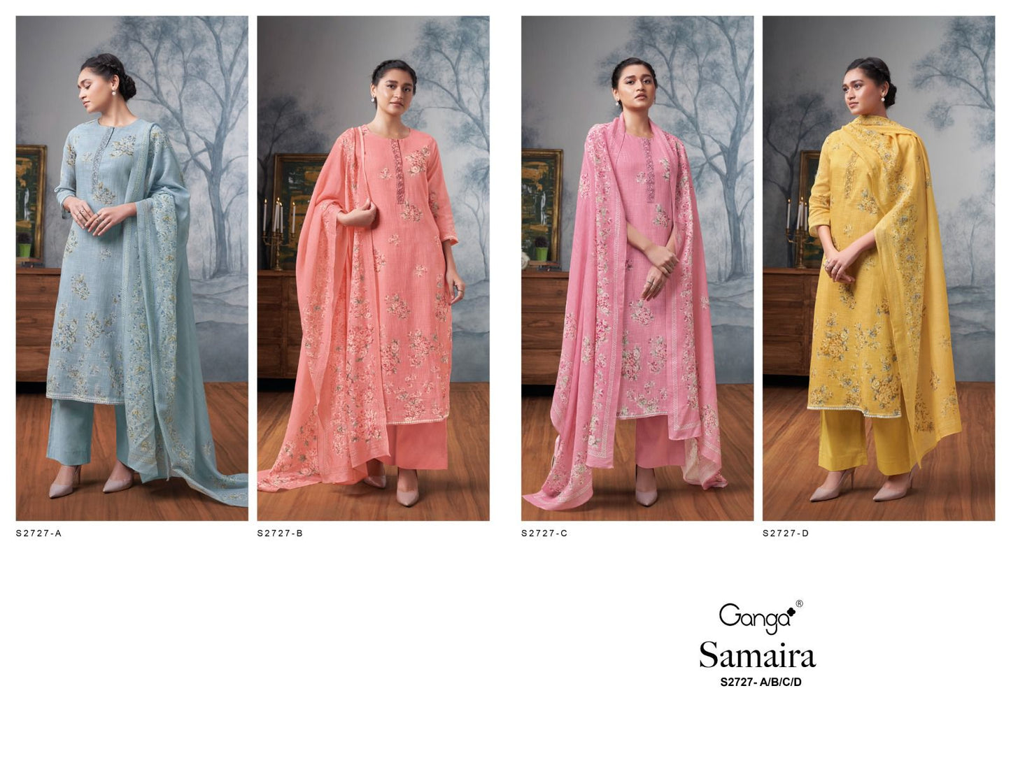 Samaira 2727 Ganga Premium Cotton Plazzo Style Suits Wholesale Rate