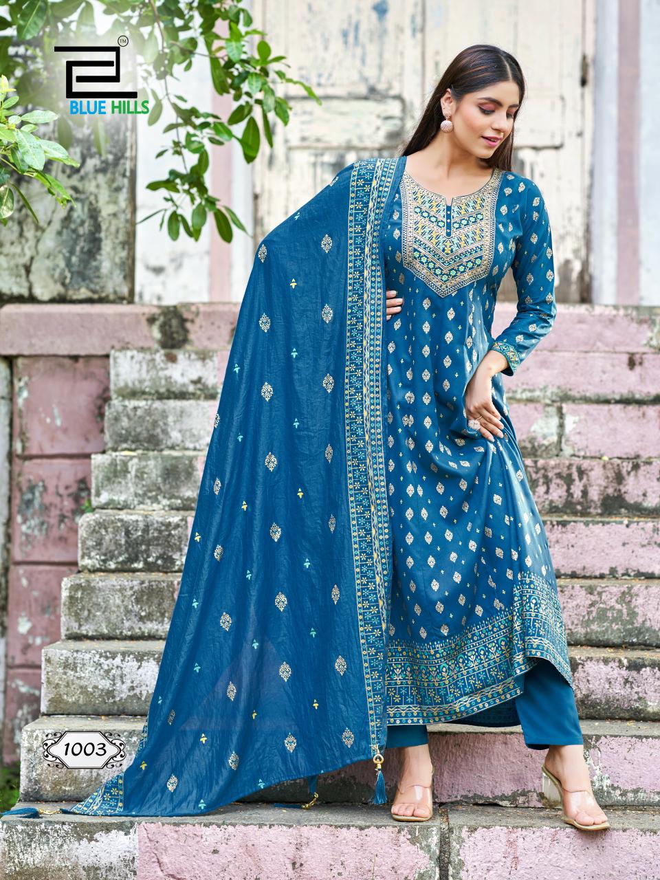 Samaira Blue Hills Rayon 14Kg Readymade Anarkali Suits Wholesaler India