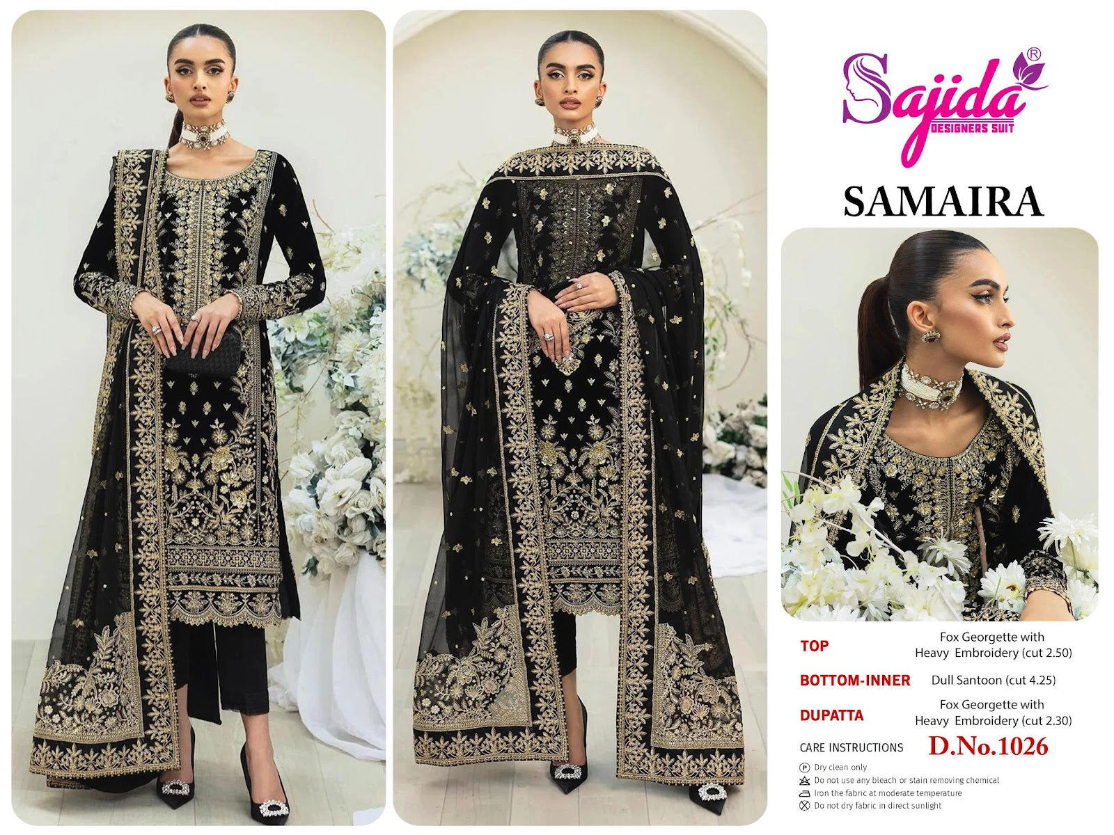 Samaira Sajida Georgette Pakistani Salwar Suits Exporter Gujarat