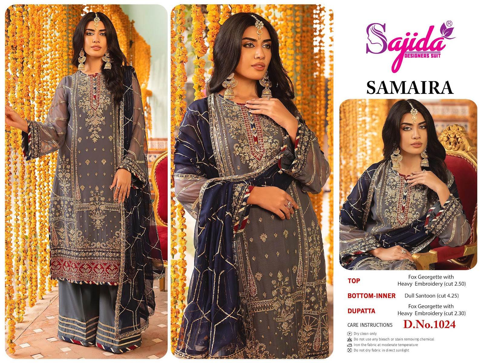 Samaira Sajida Georgette Pakistani Salwar Suits Exporter Gujarat