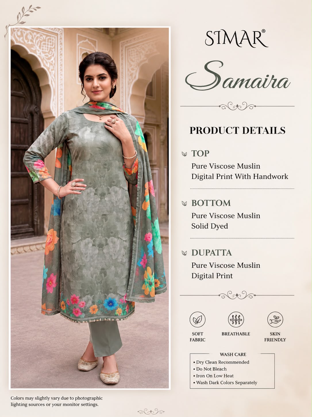 Samaira Simar Viscose Muslin Pant Style Suits Manufacturer India