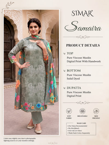 Samaira Simar Viscose Muslin Pant Style Suits Manufacturer India