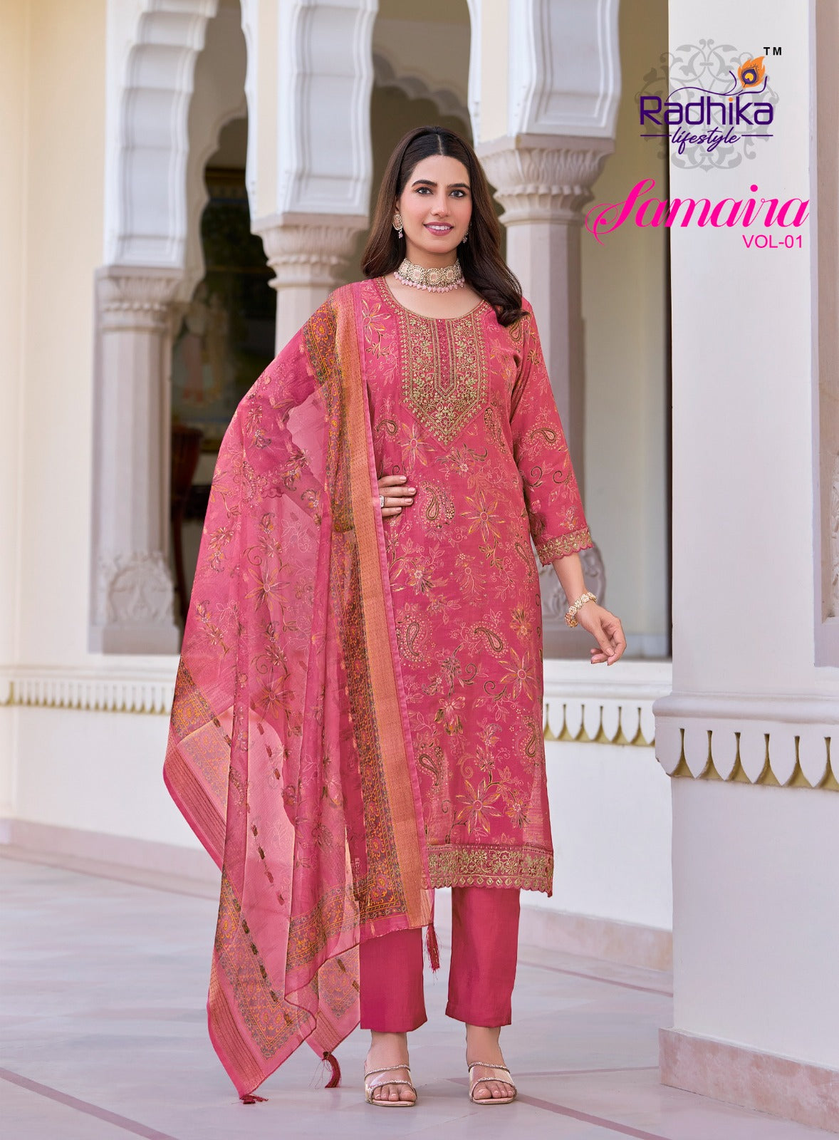 Samaira Vol 1 Radhika Lifestyle Vertican Readymade Pant Style Suits Exporter India