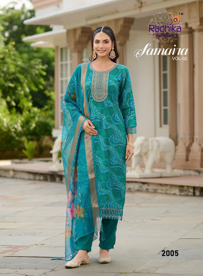 Samaira Vol 2 Radhika Lifestyle Berlin Readymade Pant Style Suits Supplier Ahmedabad