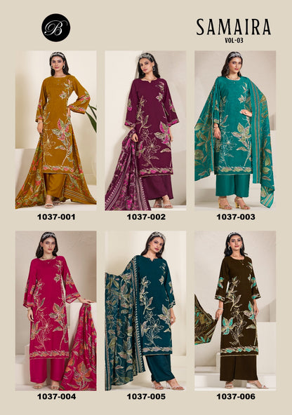Samaira Vol 3 Belliza Designer Studio Viscose Rayon Karachi Salwar Suits Supplier Gujarat