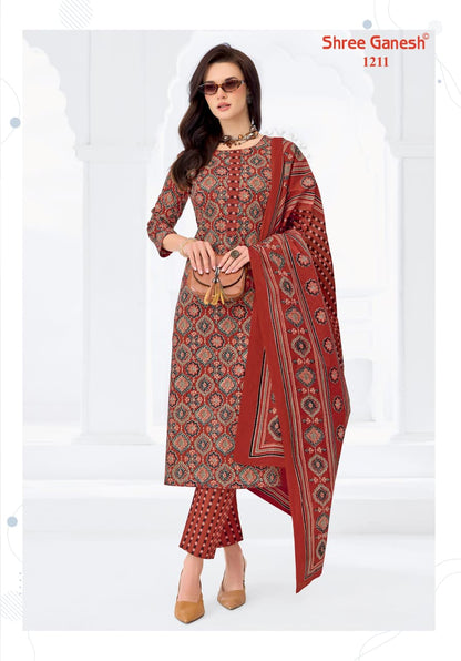 Samaiyra Ajrak Vol 1 Shree Ganesh Readymade Cotton Pant Suits Exporter Gujarat