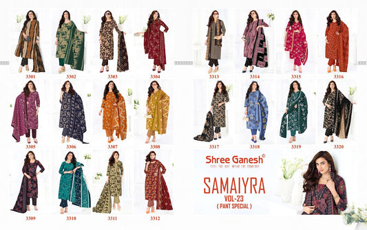 Samaiyra Vol 23 Shree Ganesh Cotton Dress Material Exporter India
