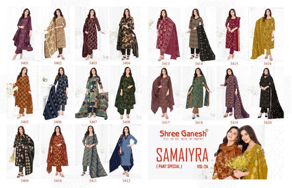 Samaiyra Vol 24 Shree Ganesh Cotton Dress Material Supplier India