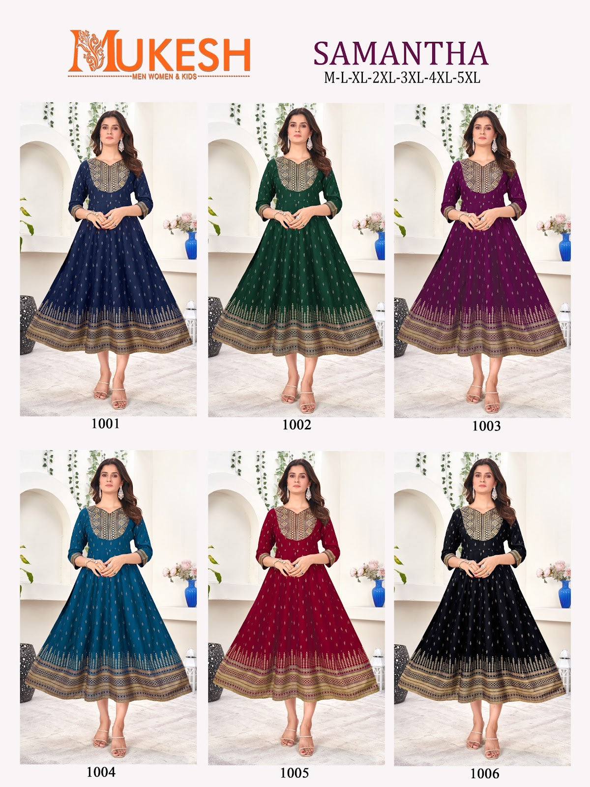 Samantha-Mukesh Banwery Rayon 14Kg Anarkali Kurtis Exporter India