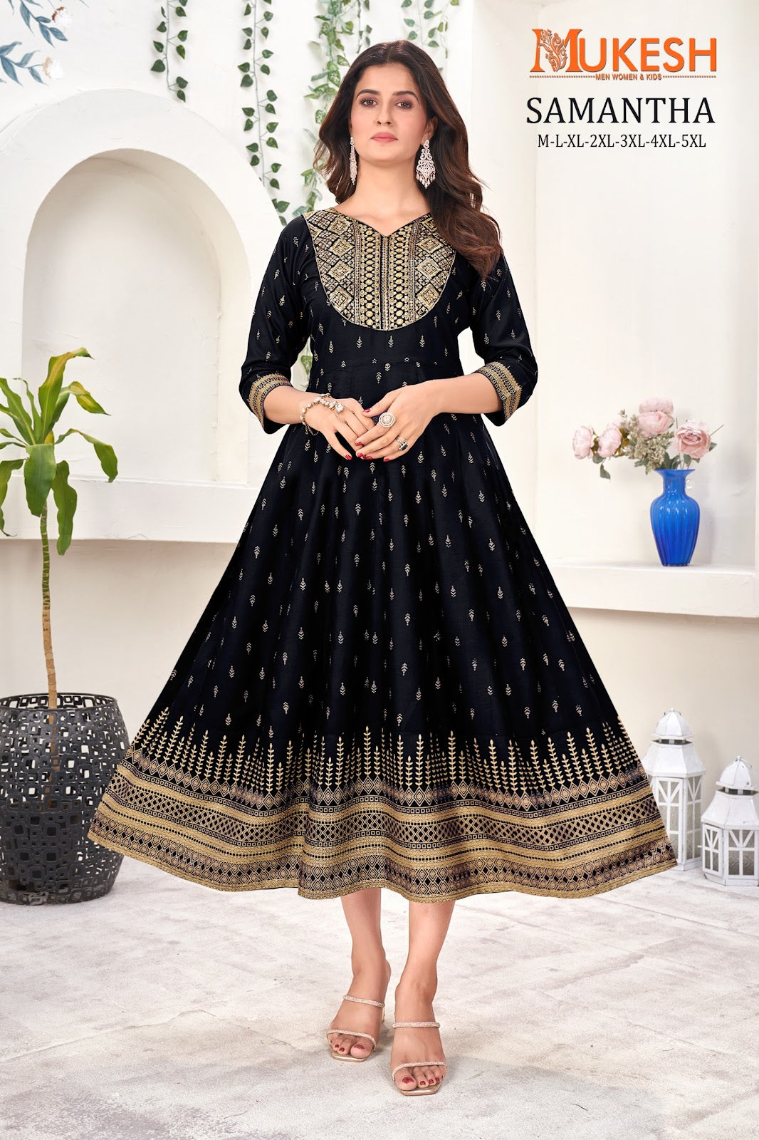 Samantha-Mukesh Banwery Rayon 14Kg Anarkali Kurtis Exporter India