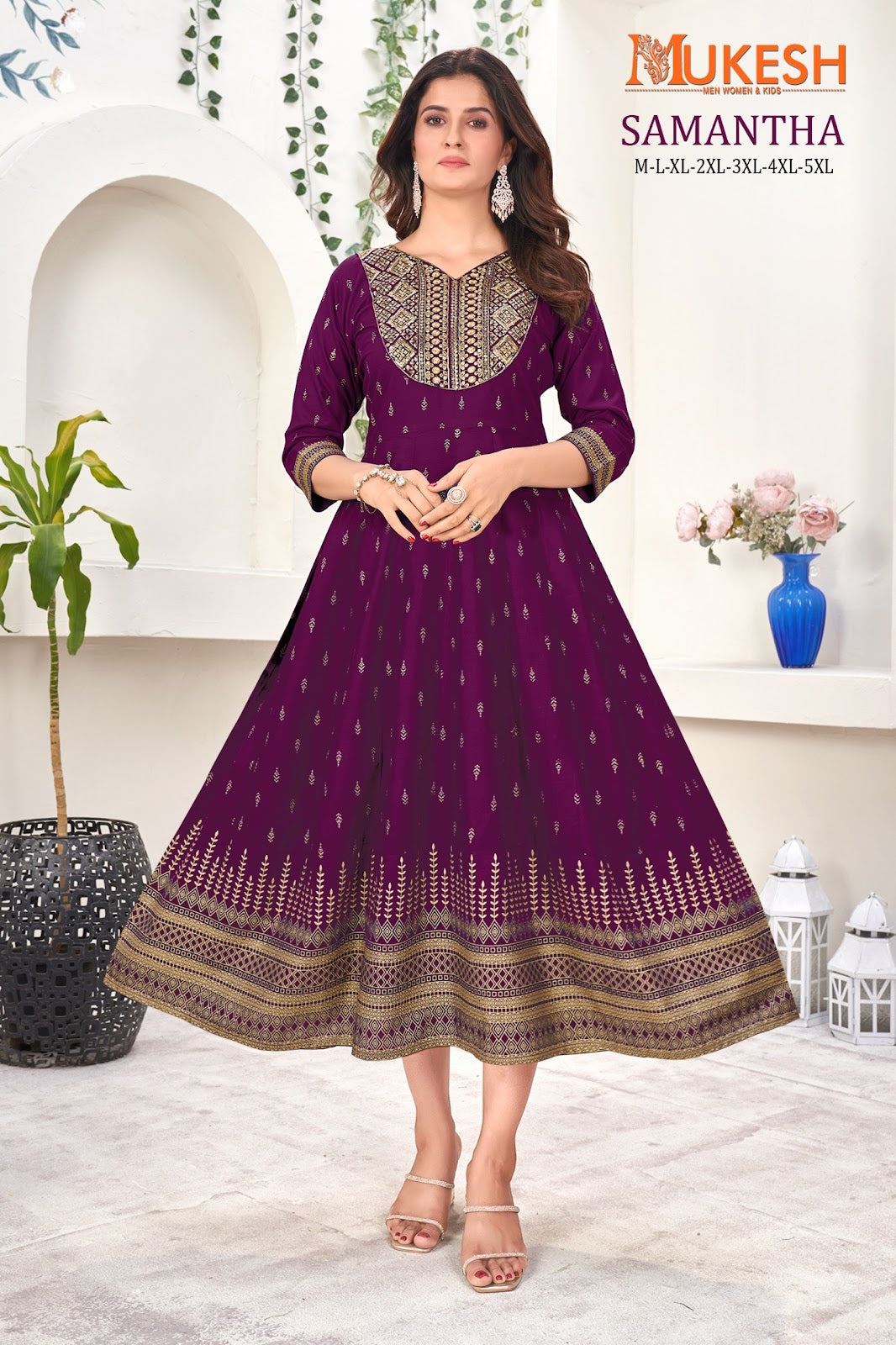 Samantha-Mukesh Banwery Rayon 14Kg Anarkali Kurtis Exporter India