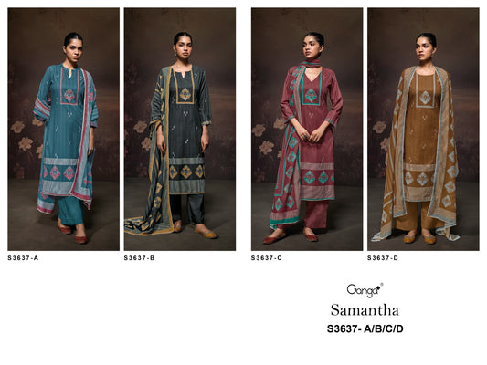 Samantha 3637 Ganga Premium Cotton Pant Style Suits Exporter Gujarat