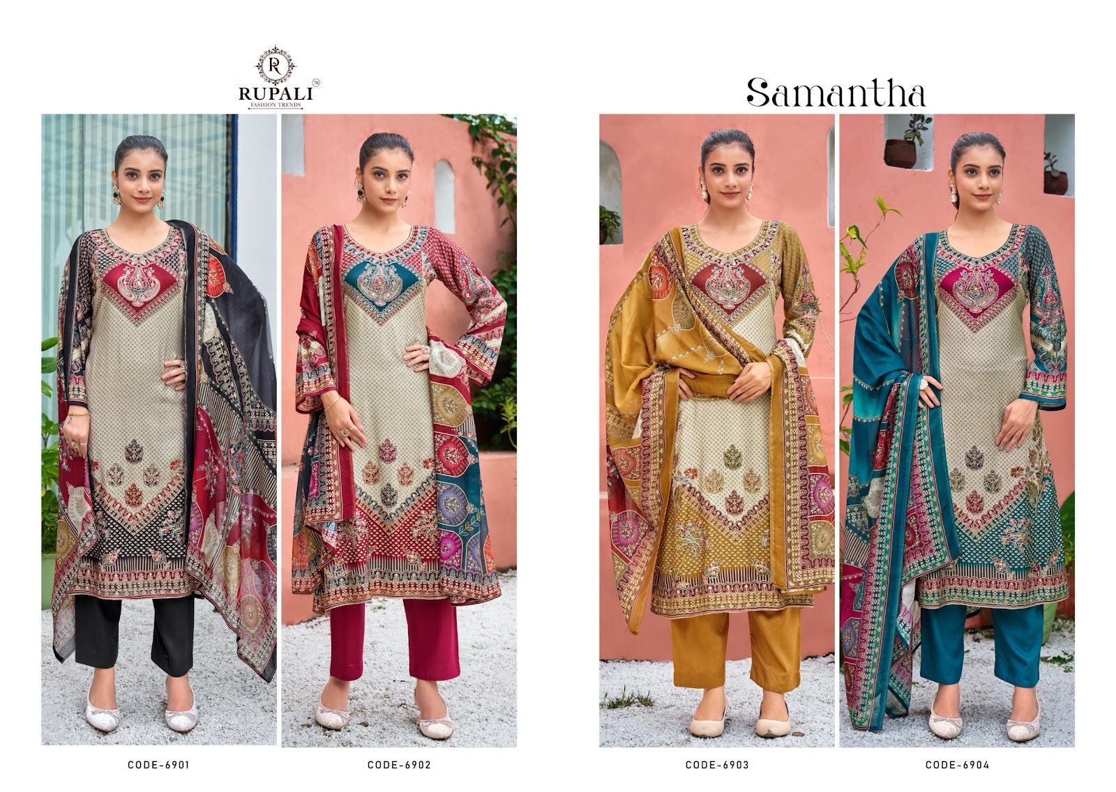 Samantha Rupali Muslin Pant Style Suits Wholesaler Ahmedabad