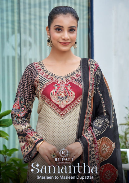 Samantha Rupali Muslin Pant Style Suits Wholesaler Ahmedabad