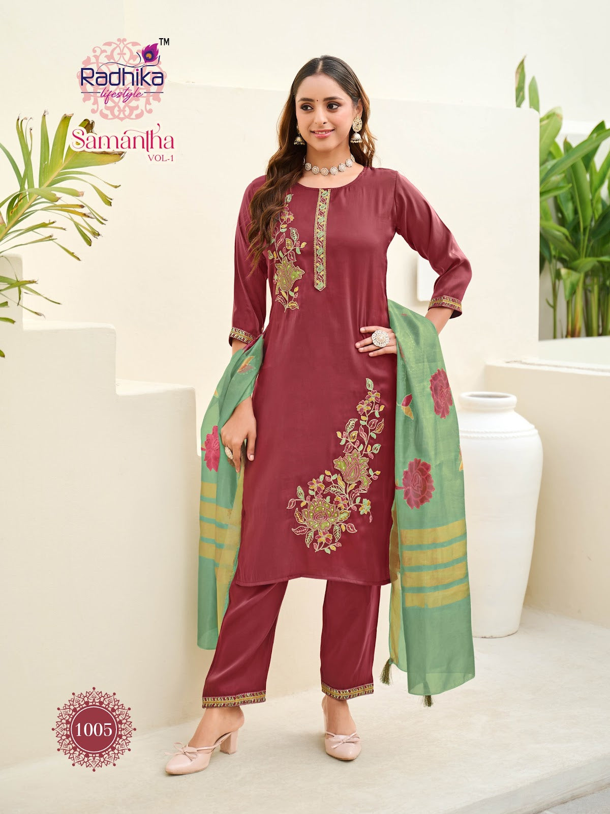 Samantha Vol 1 Radhika Lifestyle Roman Readymade Pant Style Suits Manufacturer Ahmedabad