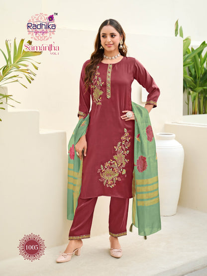 Samantha Vol 1 Radhika Lifestyle Roman Readymade Pant Style Suits Manufacturer Ahmedabad