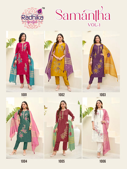 Samantha Vol 1 Radhika Lifestyle Roman Readymade Pant Style Suits Manufacturer Ahmedabad