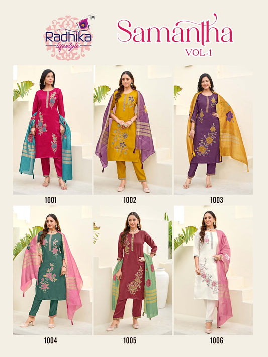 Samantha Vol 1 Radhika Lifestyle Roman Readymade Pant Style Suits Manufacturer Ahmedabad