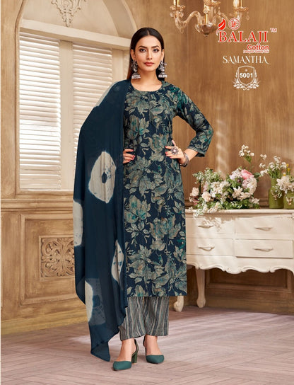 Samantha Vol 5 Balaji Capsule Rayon Readymade Pant Style Suits Wholesale Rate