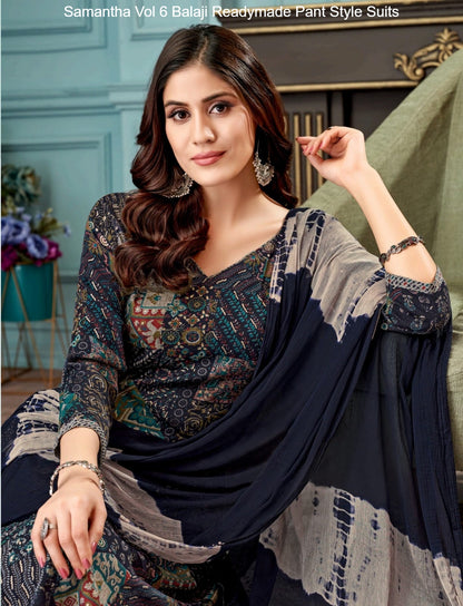Samantha Vol 6 Balaji Capsule Rayon Readymade Pant Style Suits Wholesale Price