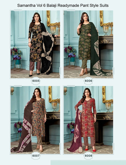 Samantha Vol 6 Balaji Capsule Rayon Readymade Pant Style Suits Wholesale Price