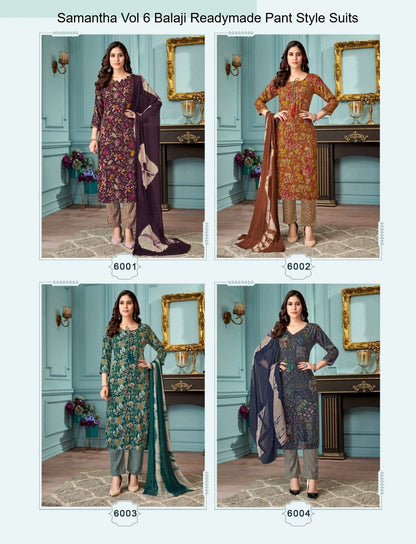 Samantha Vol 6 Balaji Capsule Rayon Readymade Pant Style Suits Wholesale Price