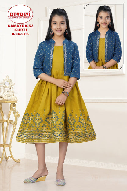 Samayra 53 Dn 9460 Dt Devi Vetican Girls Kurti Jacket Set Wholesale