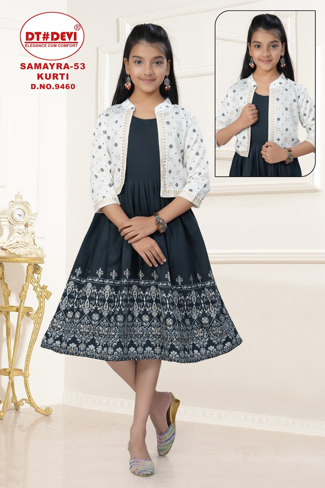 Samayra 53 Dn 9460 Dt Devi Vetican Girls Kurti Jacket Set Wholesale